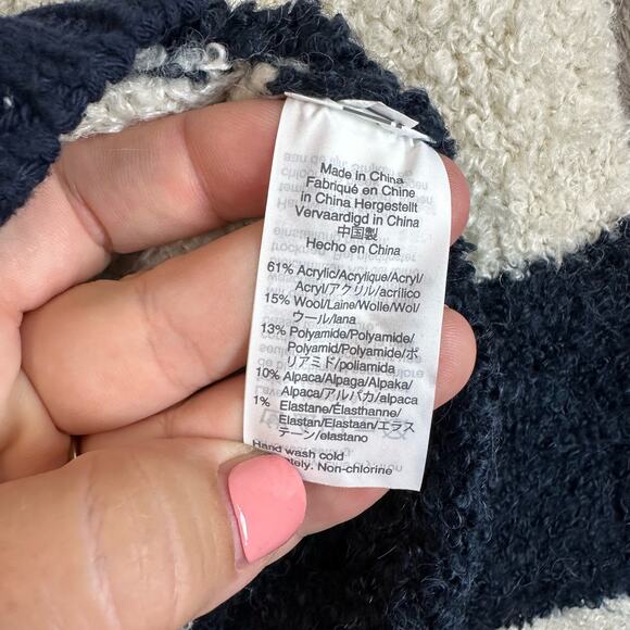 Crewcuts Fuzzy Stripe Knit Sweater Boys Girls 12 Navy Blue White Colorblock - Picture 6 of 8